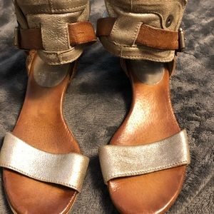 Sandals leather ankle strap gladiator small heel.